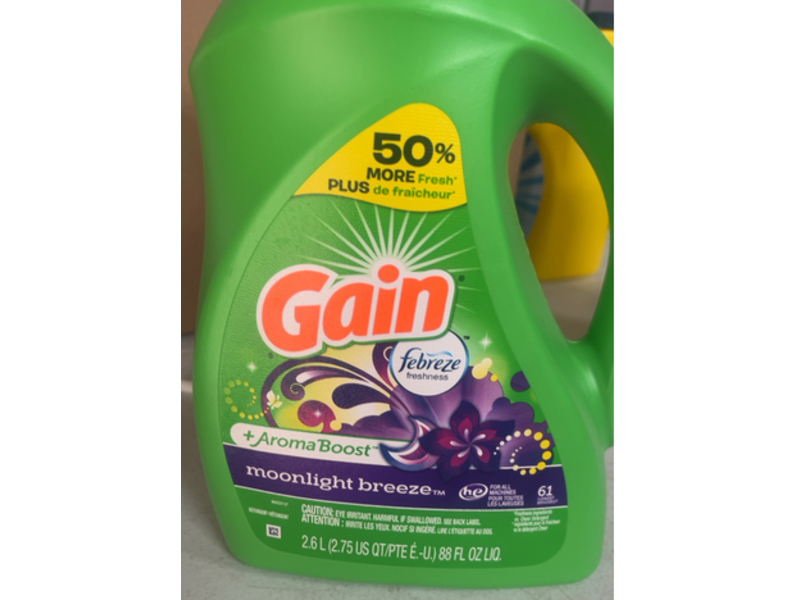Gain + Aroma Boost Liquid Laundry Detergent, Moonlight Breeze, 61 Loads, 88 fl oz/2.6 L