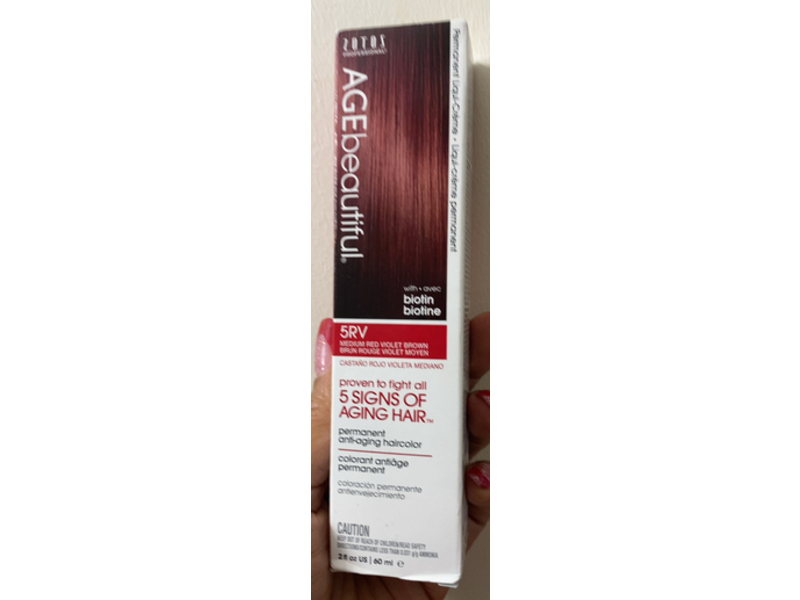 AGE beautiful Permanent Anti-Aging Hair Color, 5RV Medium Red Violet Brown, 2 fl oz/60 mL
