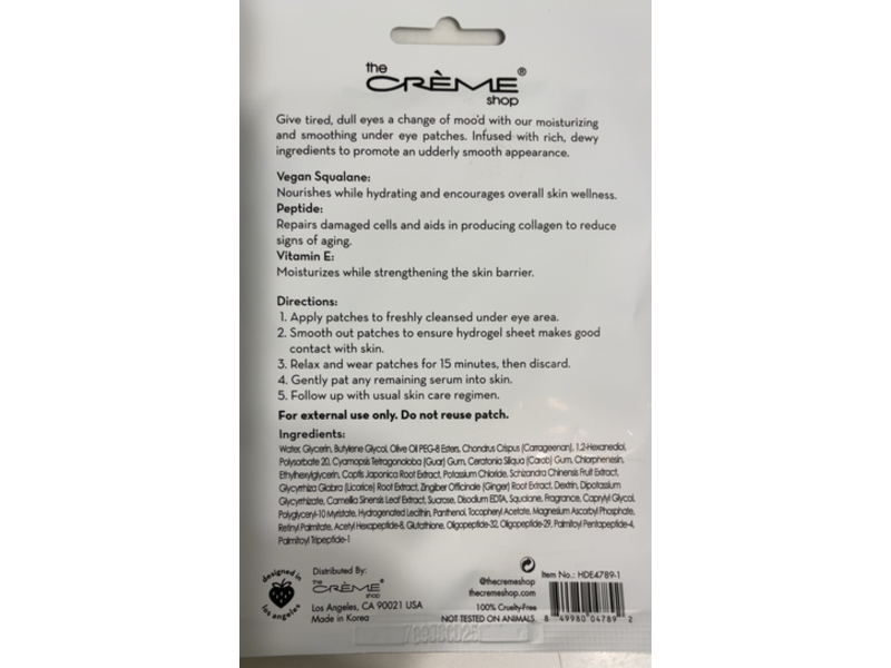 The Creme Shop Hydrogel Under Eye Patches, Fresh, 0.14 oz/4 g