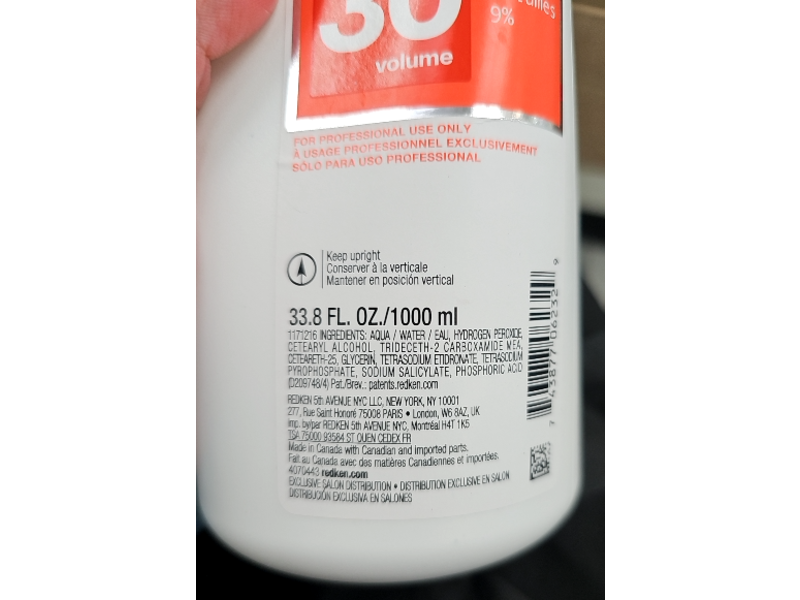 Redken Pro-Oxide Cream Developer, 30 Volume 9%, 33.8 fl oz/1000 mL