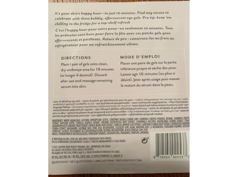 Patchology Serve Chilled Bubbly Eye Gels, 1 Count