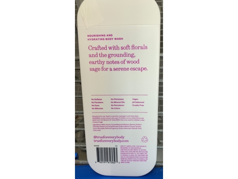 True For Everybody Moisturizing Body Wash, Lily & Wood Sage, 18 fl oz/532 mL