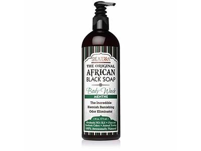 Shea Terra Organics The Original Black Soap Body Wash, Menthe, 16 oz/473 mL