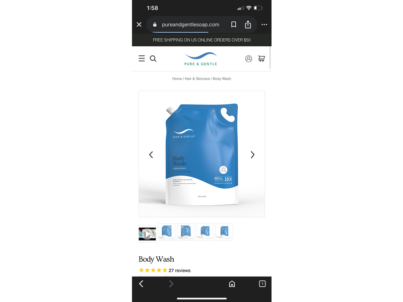 Pure & Gentle Concentrate Body Wash, 64 fl oz/1.9 L