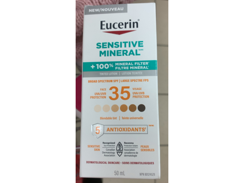Eucerin Sensitive Mineral Face Sunscreen Tinted Lotion, SPF 35, 50 mL