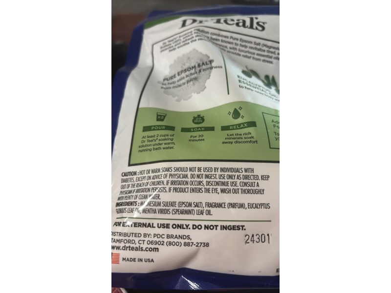 Dr Teal's Pure Epsom Salt, Eucalyptus & Spearmint, 1.36 kg