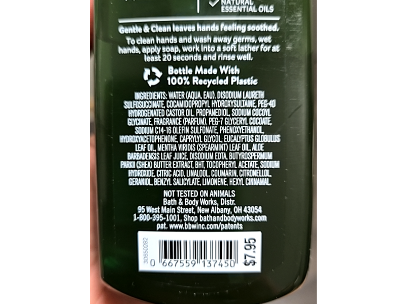 Bath & Body Works Gentle & Clean Foaming Hand Soap, Eucalyptus + Spearmint, 8.75 fl oz/259 mL, Pack Of 3