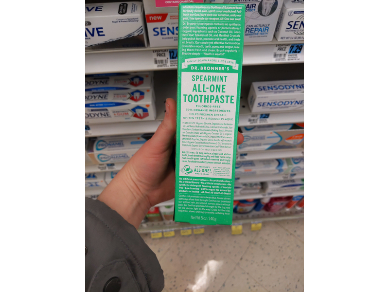 Dr. Bronners Spearmint Toothpaste, 5 oz/140 g