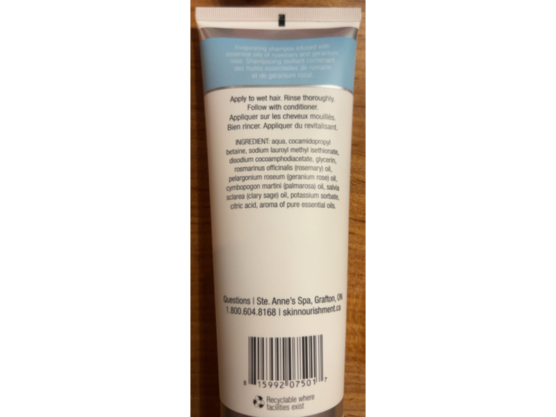 STE. ANNE'S Skin Nourishment Shampoo, Rosemary, Geranium Rose, 250 mL