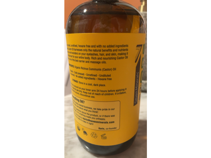 Seven Minerals Cold Pressed & Unrefined Organic Castor Oil, 16 fl oz/473 mL