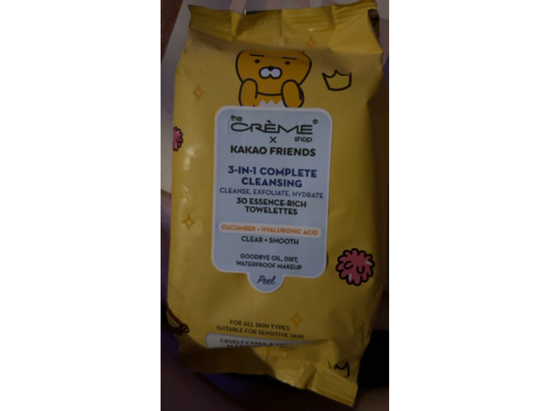 The Creme Shop Kakao Freinds 3-In-1 Complete Cleansing Towelettes, Cucumber + Hyaluronic Acid, 30 Count