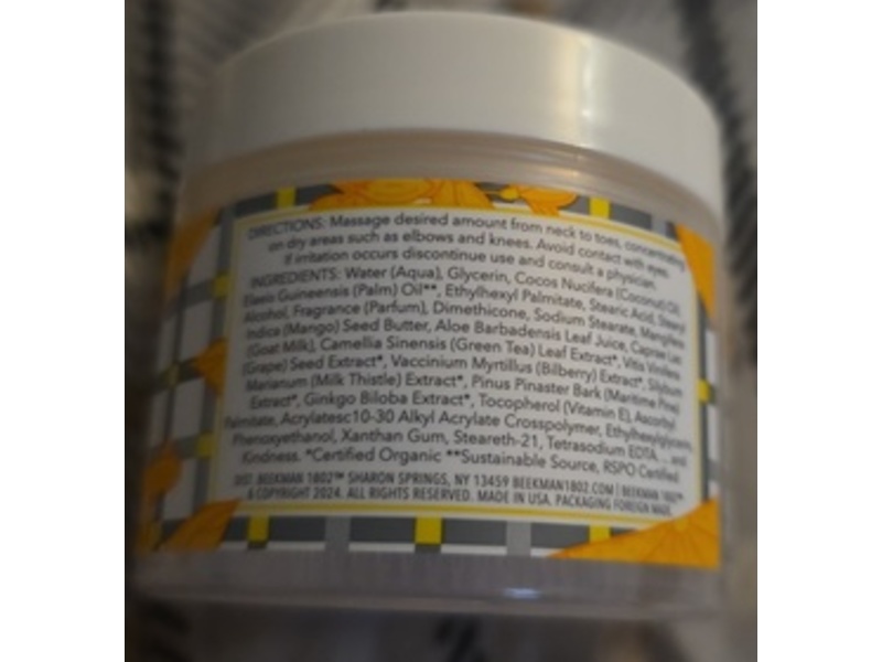 Beekman 1802 Goat Milk Whipped Body Cream, Honey & Orange Blossom, 2 fl oz/59 mL