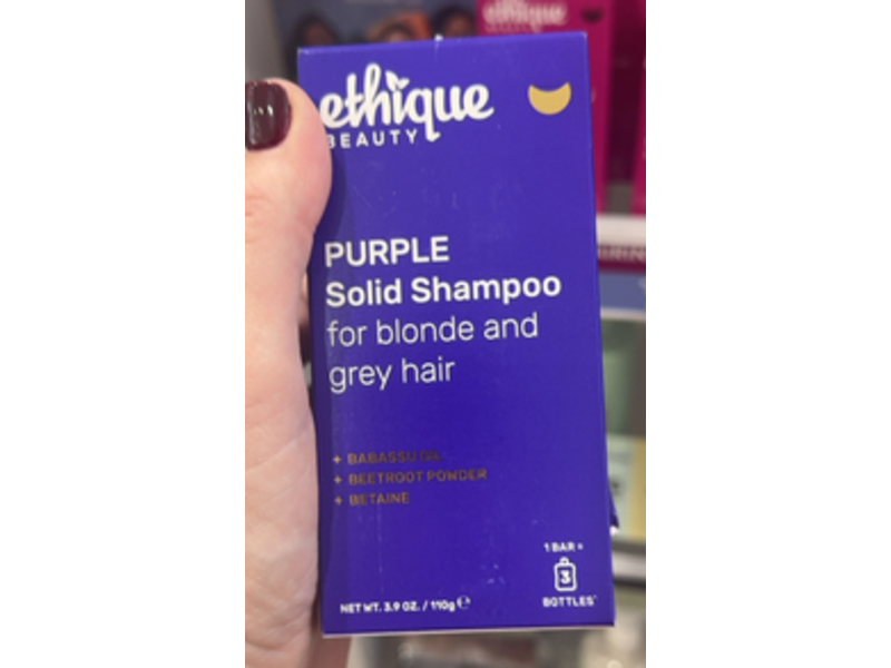 Ethique Purple Solid Shampoo Bar, Babassu Oil + Beetroot Powder & Betaine, 3.9 oz/110 g