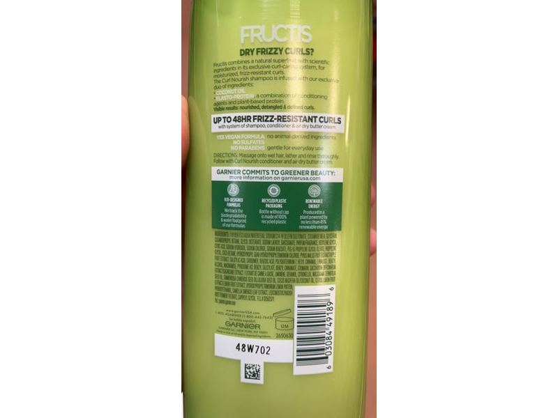 Garnier Fructis Curl Nourish Moisturizing Shampoo, Sulfate-Free, 12.5 fl oz/370 mL