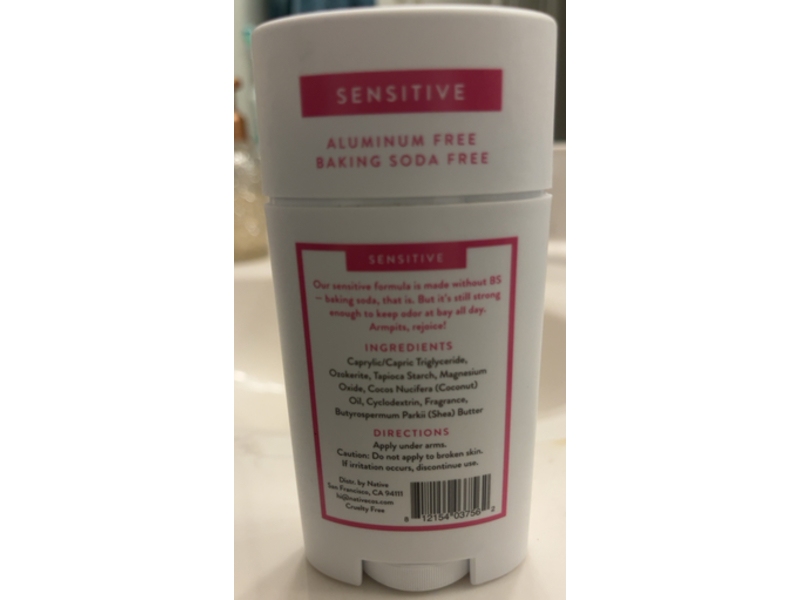 Native Sensitive Deodorant, Vanilla & Cactus Flower, 2.65 oz/75 g