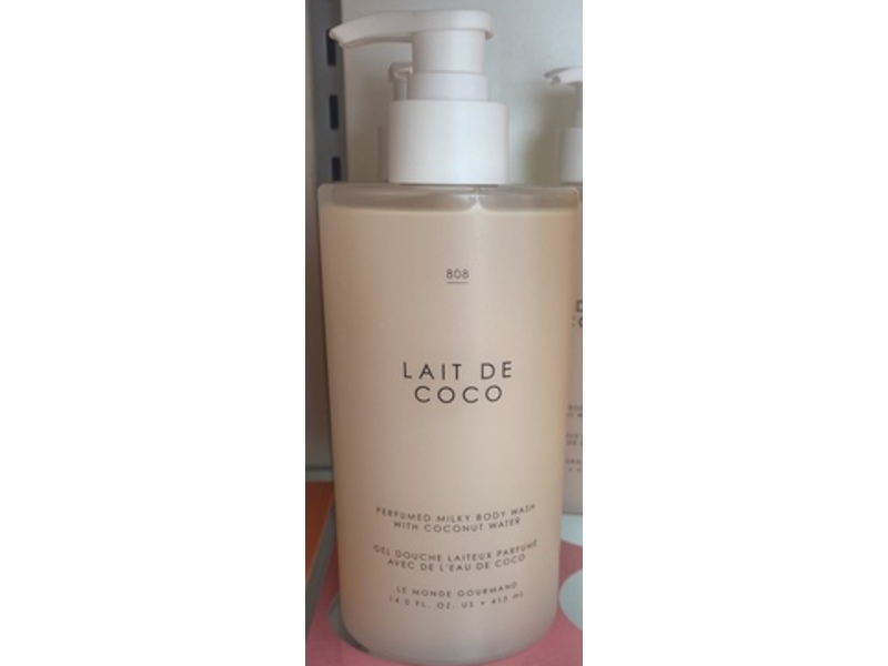 Le Monde Gourmand Lait de Coco Perfumed Milky Body Wash, Coconut Water, 14 fl oz/415 mL