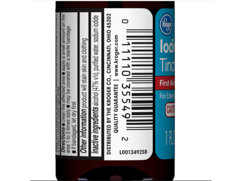 Kroger Iodine Tincture First Aid Antiseptic, 1 fl oz/30 mL