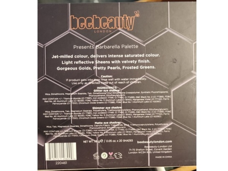 BeeBeauty London Barbarella Eyeshadow Palette, 0.05 oz/1.5 g