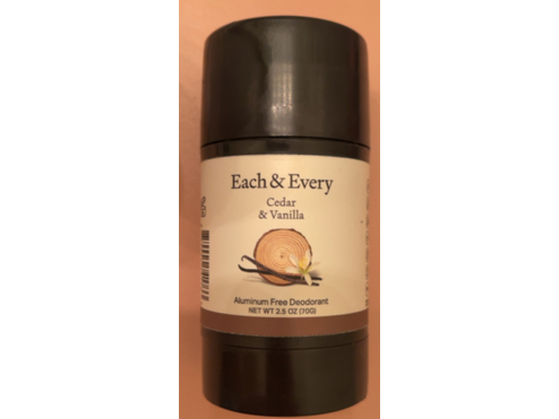 Each & Every Aluminium Free Deodorant, Cedar & Vanilla, 2.5 oz/70 g