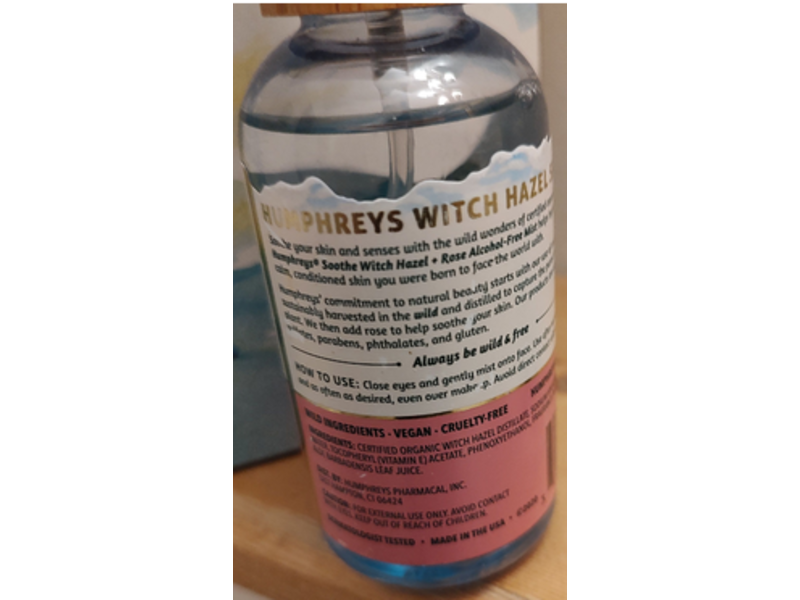 Humphrey Witch Hazel Alcohol-Free Mist, Rose, 3.3. fl oz/97 mL