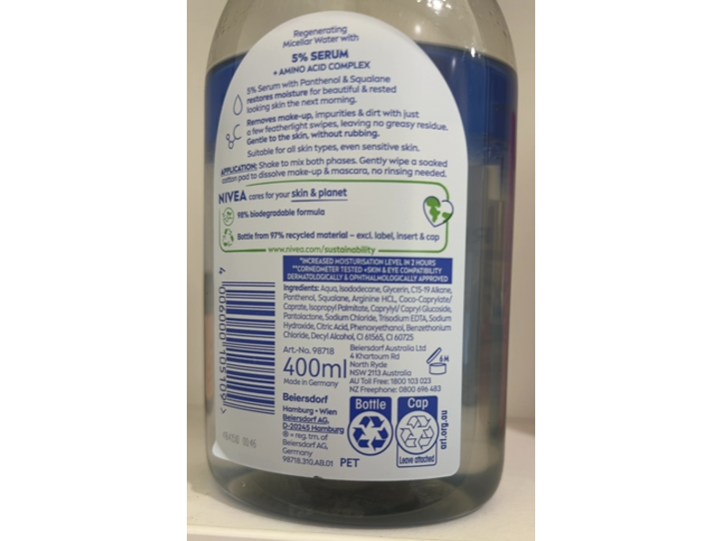 Nivea Regenerating Micellar Water, 400 mL