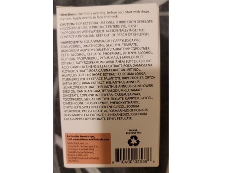 Advanced Clinicals Encapsulated Retinol Wrinkle Rewind Cream, 2.5 fl oz/74 mL