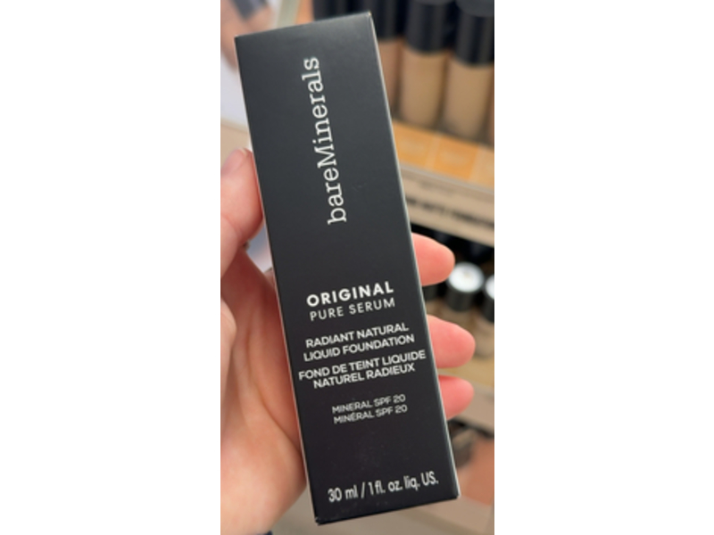 bareMinerals Original Pure Serum Radiant Natural Liquid Foundation, SPF 20, Light Cool, 1 fl oz/30 mL