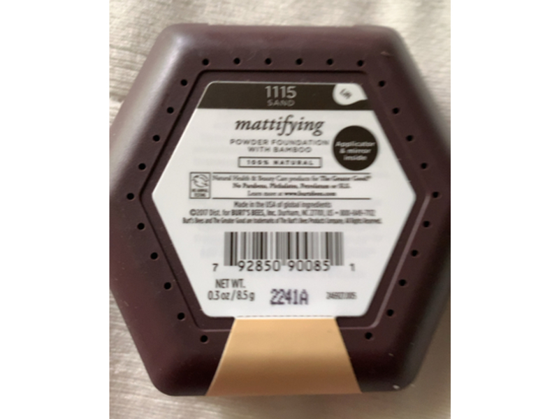 Burt's Bees Mattifying Powder Foundation, 1115 - Sand, 0.3 oz/8.5 g