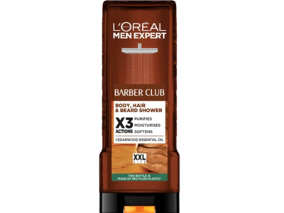 L'Oreal Paris Men Babber Club Expert Body, Hair & Beard Shower, Cedarwood Essential Oil, 400 mL
