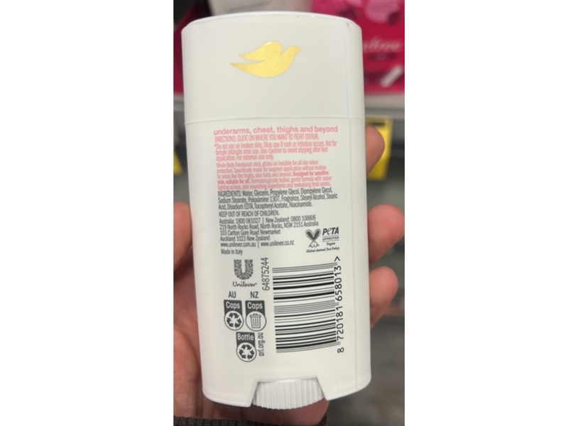 Dove Whole Body Deodorant, Raspberry & Rose Scent, 81 g