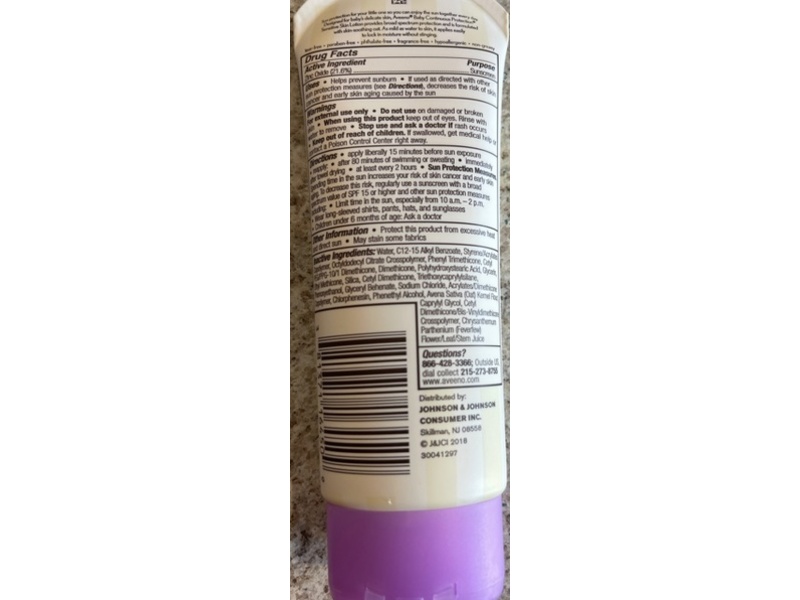 Aveeno Baby Continuous Protection Sunscreen, Zinc Oxide, SPF 50, 3.0 fl oz/88 mL