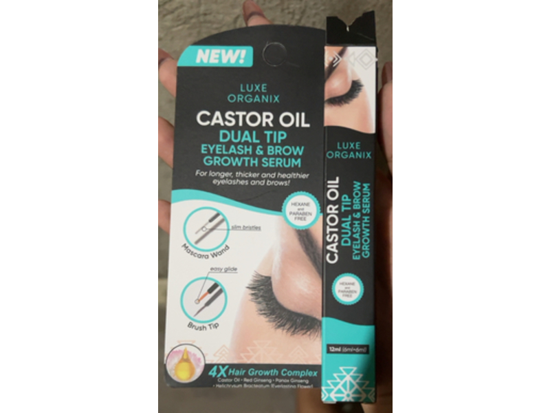 Luxe Dual Tip Eyelash & Brow Growth Serum, Castor Oil, 12 mL