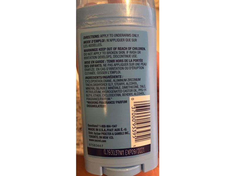 Secret Invisible Ph Balanced Antiperspirant, Unscented, 73 g