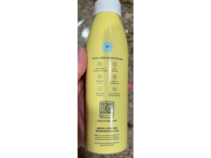 Bask Invisible Mist Sunscreen Continuous Spray, SPF 30, 5.5 oz/156 g