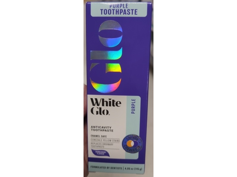 White Glo Purple Tooth Toner Toothpaste, Bubblegum, 4.05 oz/115 g