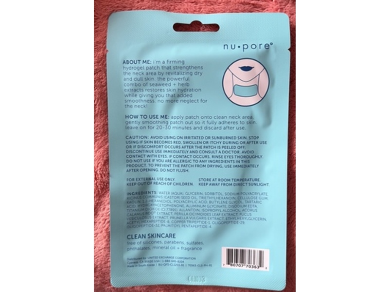 Nu-Pore K-Beauty Neck Lift Firming Hydrogel Neck Patch, 1 Count