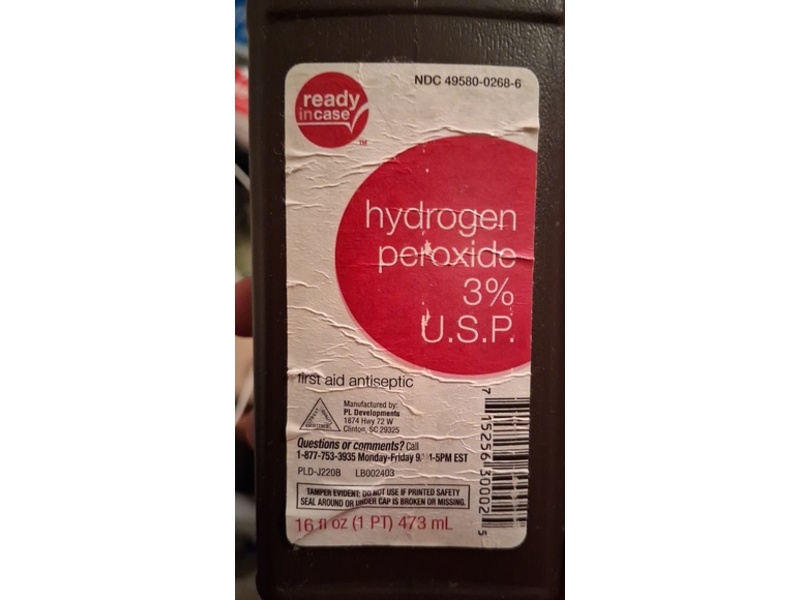 Ready In Case First Aid Antiseptic, Hydrogen Peroxide 3% U.S.P, 16 fl oz/473 mL