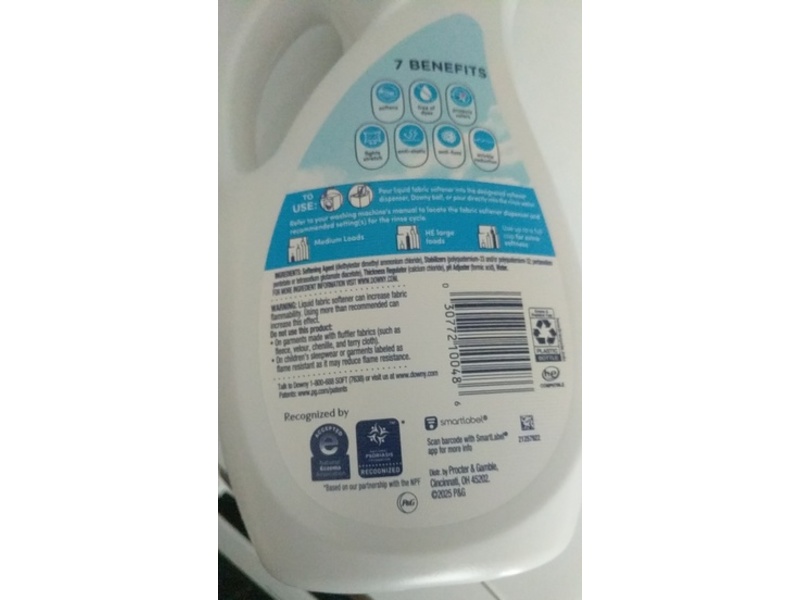 Downy Soft Fabric Softener, Free & Gentle, 60 Loads, 44 fl oz/1.31 L