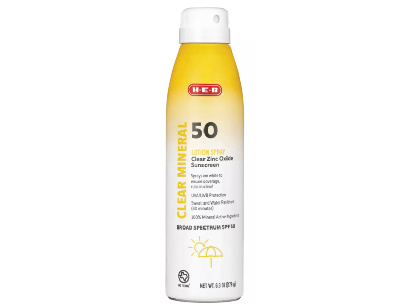 H.E.B Clear Mineral Lotion Spray Sunscreen, SPF 50, 6.3 oz/179 g