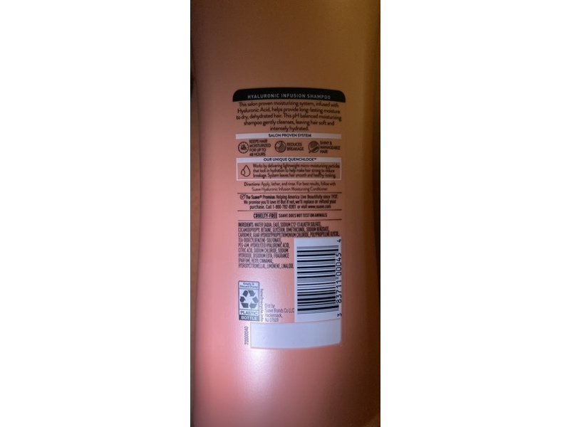 Suave Hyaluronic Infusion Moisturizing Shampoo, 28 fl oz/828 mL, Pack Of 4
