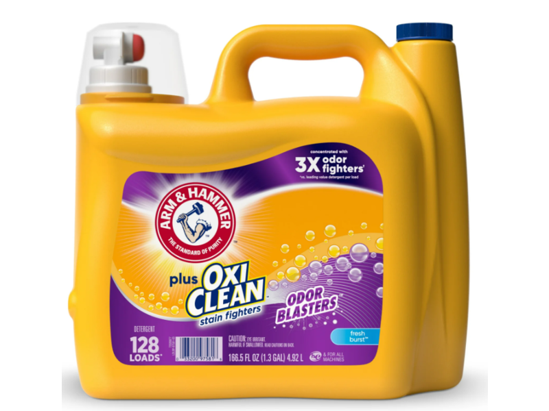 Arm & Hammer Plus OxiClean Liquid Laundry Detergent, Fresh Burst, 128 Loads, 166.5 fl oz/4.92 L