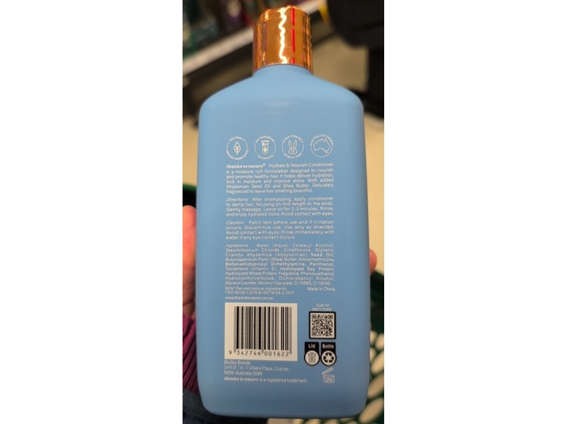 Thanks to Nature Conditioner, Hydrate & Nourish, 16.9 fl oz/500 mL