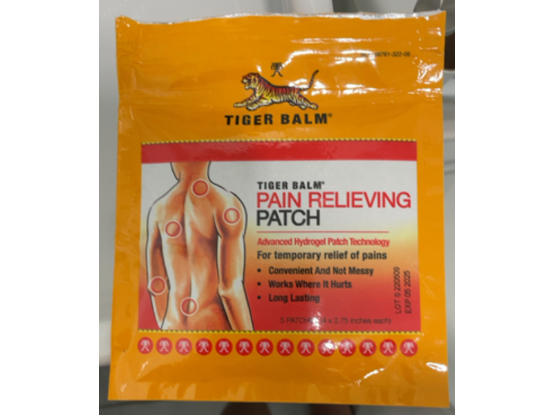 Tiger Balm Pain Relieving Patch, 5 Count, Pack Of 10