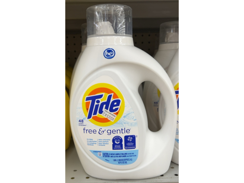 Tide Free & Gentle Liquid Laundry Detergent, 48 Loads, 63 fl oz/1.68 L