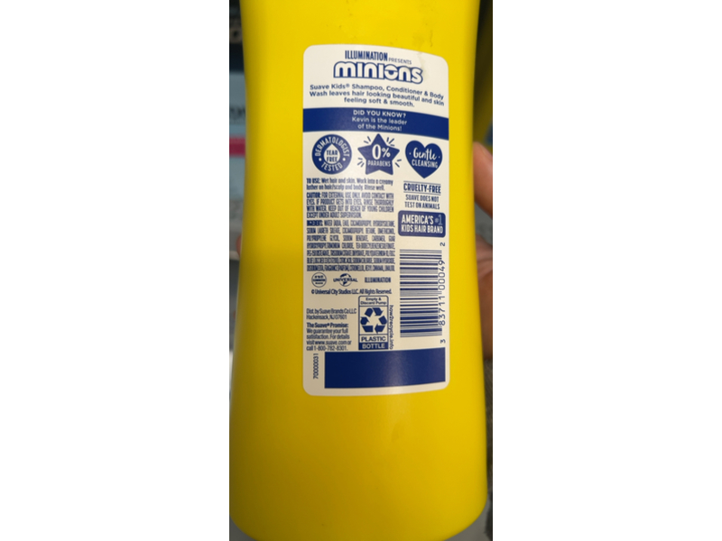 Suave Kids Minions 3-In-1 Shampoo, Conditioner, & Body Wash, 28 fl oz/828 mL, Pack of 4