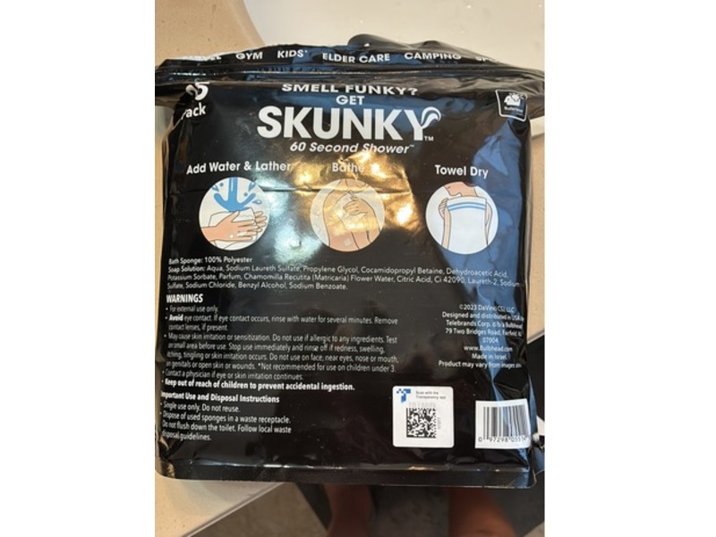 Skunky Rinse-Free Bathing Sponge Wipes, 25 Count, Pack Of 4