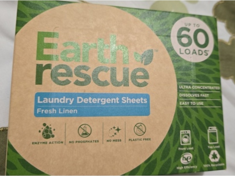 Earth Rescue Laundry Detergent Sheets, Fresh Linen, 60 Load