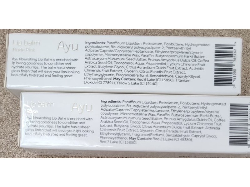 Ayu Lip Balm Nude Pink and Rose, 12 ml/0.42 oz