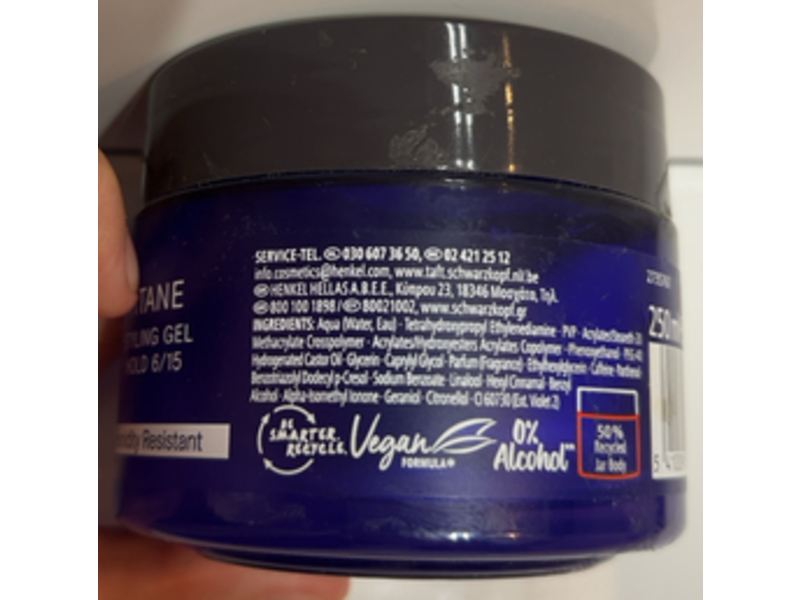 Schwarzkopf Taft Titane Styling Gel, Hold 6/15, 250 mL