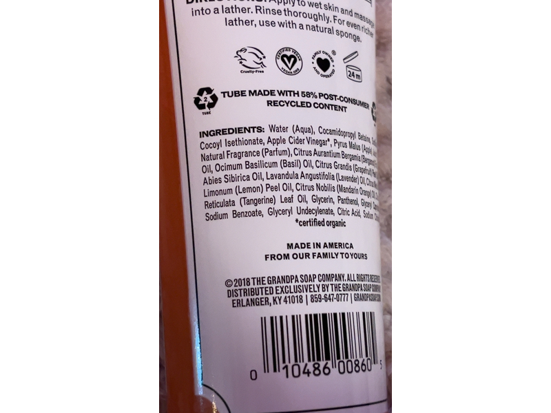 The Grandpa Soap Co Revitalize Body Wash, Apple Cider Vinegar, 9.5 fl oz/280 mL